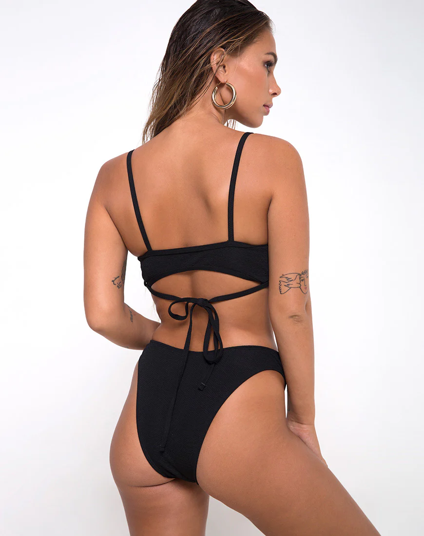 Ina Top Bikini in Textured Black - Image 5