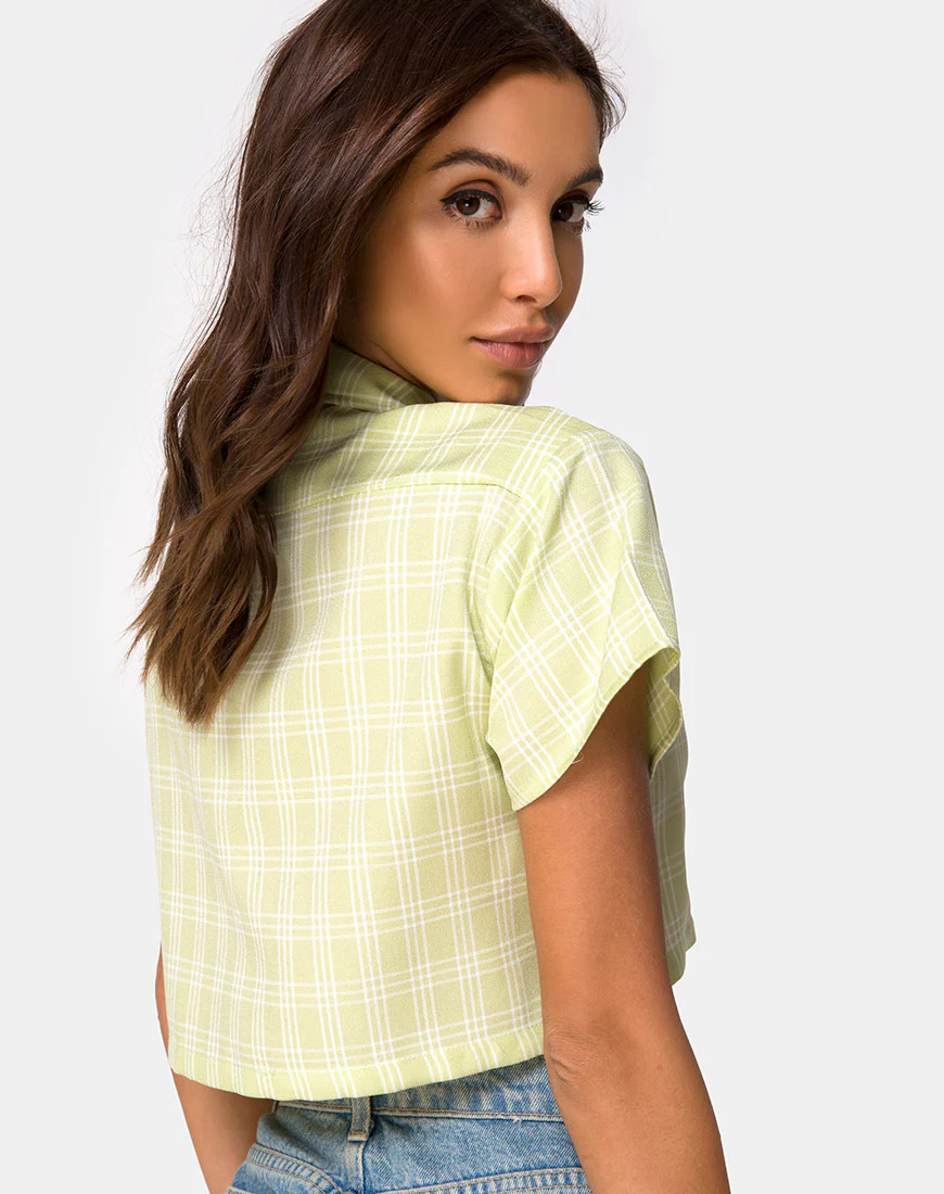 Indiana Cropped Shirt in Sage Check - Image 2