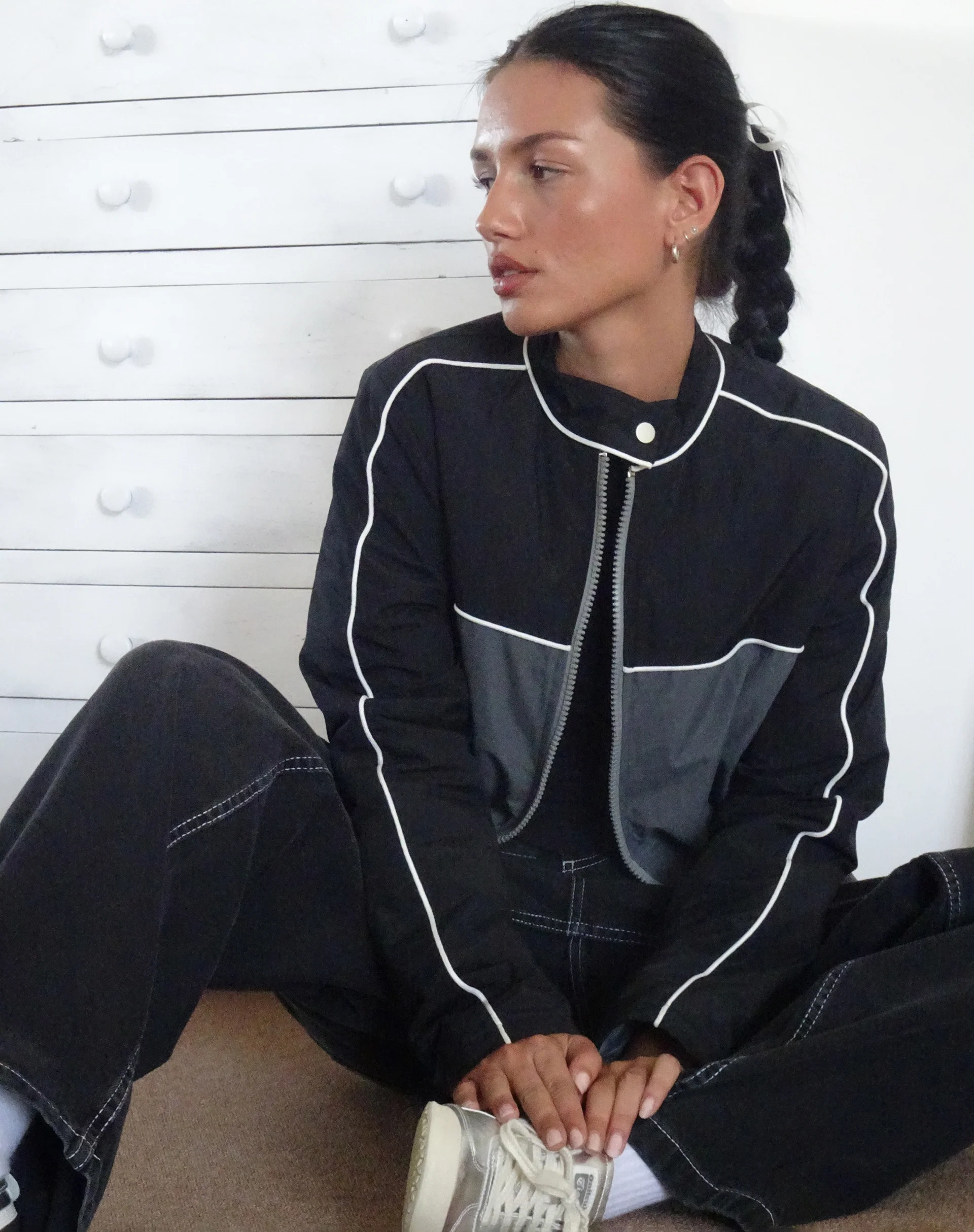 Indira Jacket in Black and Dark Grey - Image 4