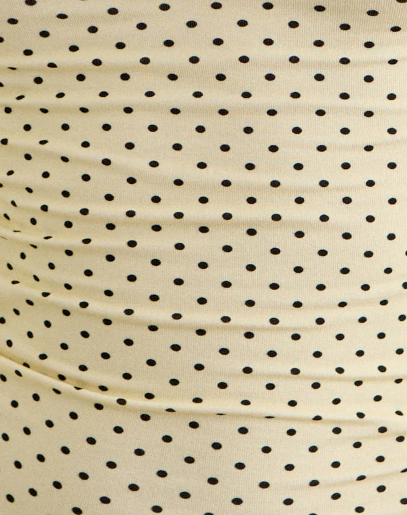 Ione Quarter Sleeve Top in Butter Yellow with Micro Polka Dots - Image 6