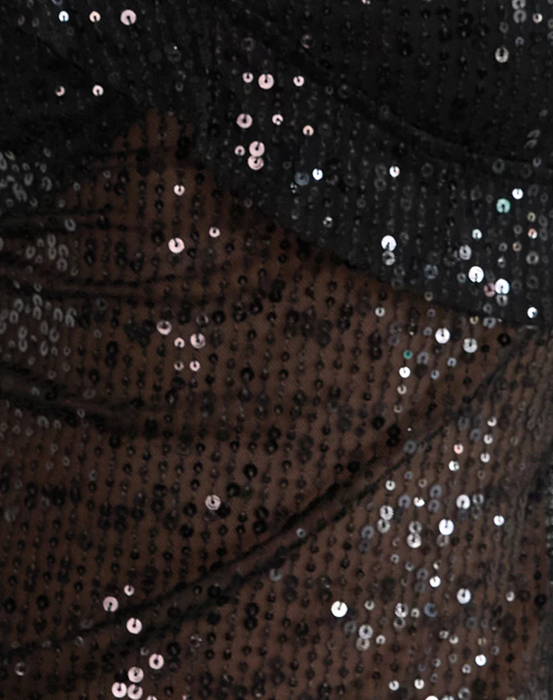 Iranila Asymmetric Top in Gauzy Sequin Black - Image 6
