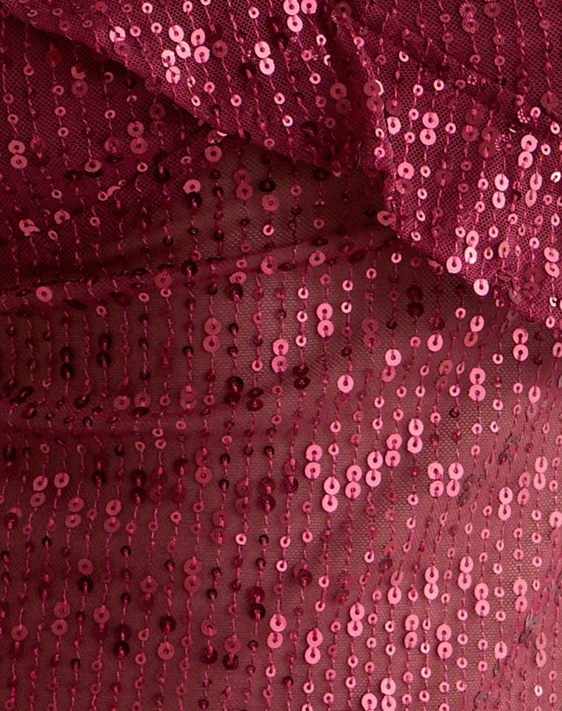 Iranila Asymmetric Top in Gauzy Sequin Red - Image 6