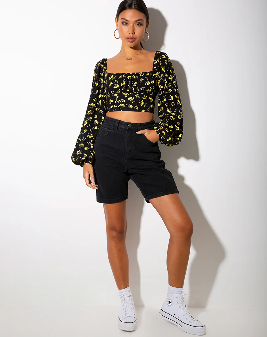 Irene Top in Buttercup Yellow and Black - Image 3