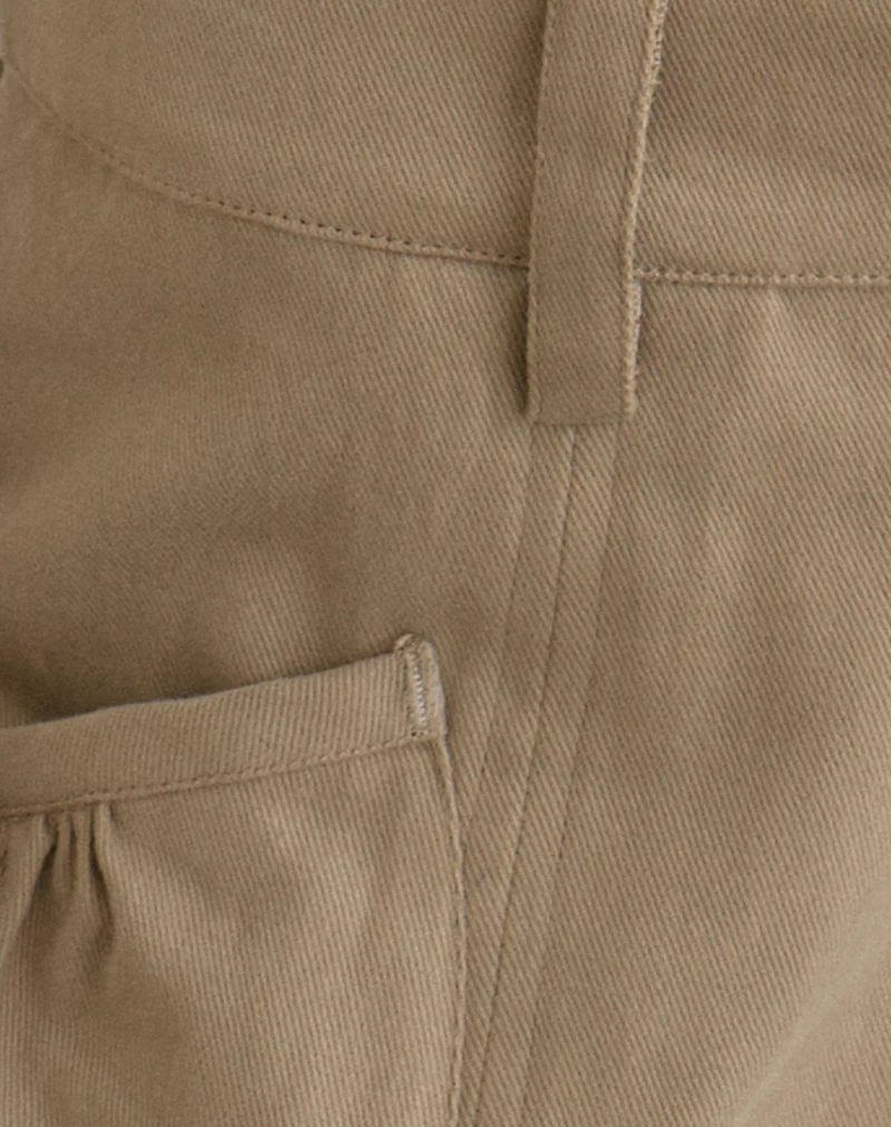 Iria Cargo Capri Trouser in Twill Khaki - Image 8