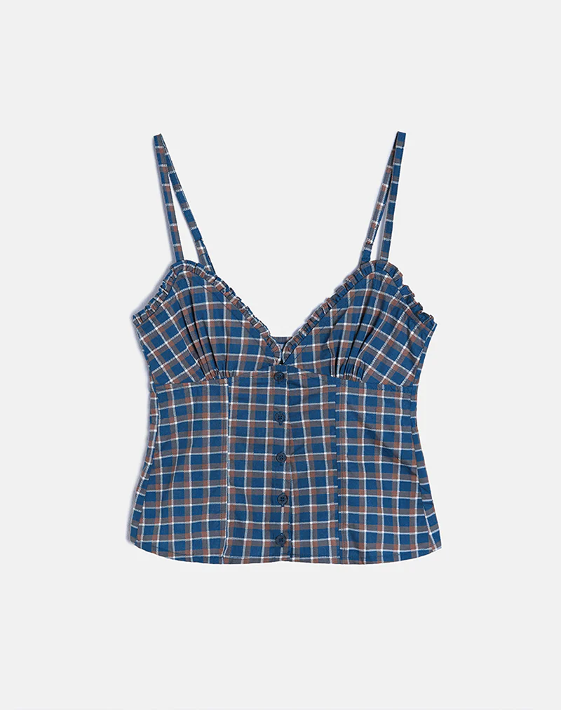 Isamu Top in Medium Tartan Blue - Image 2