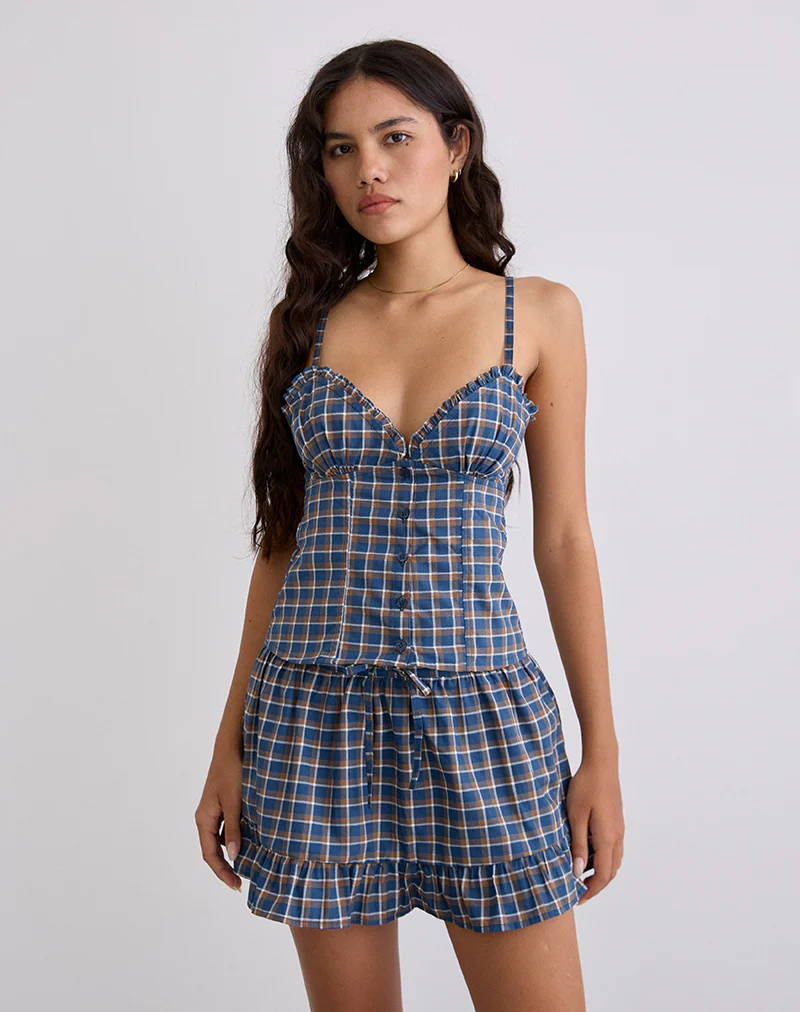 Isamu Top in Medium Tartan Blue - Image 4