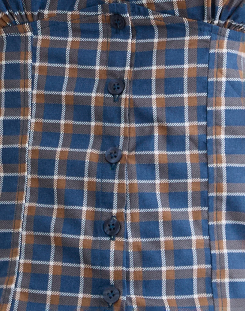 Isamu Top in Medium Tartan Blue - Image 6