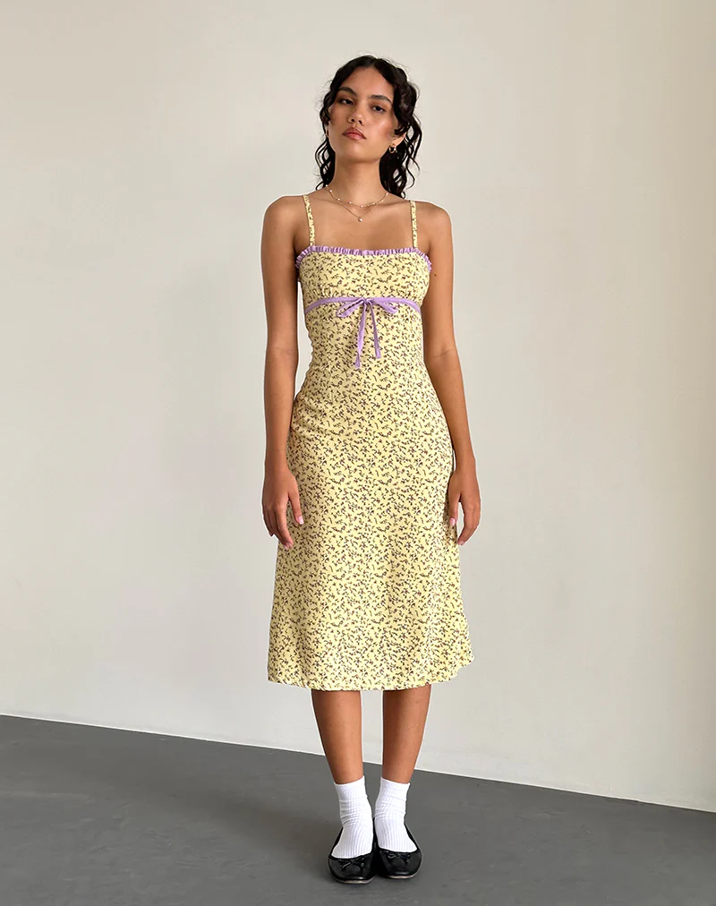 Isaure Midi Dress in Flowing Flower Yellow - Image 4