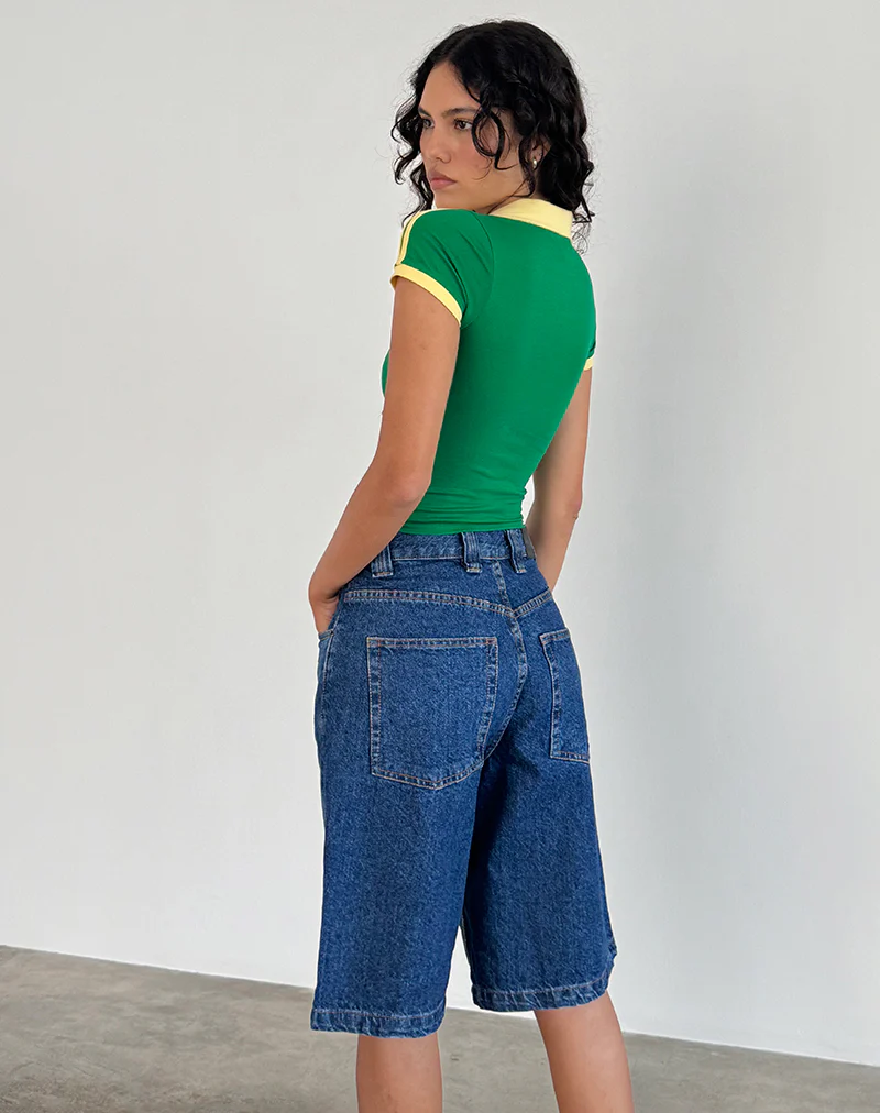 Isda Top in Bush Green with Lemonade Binding - Image 3