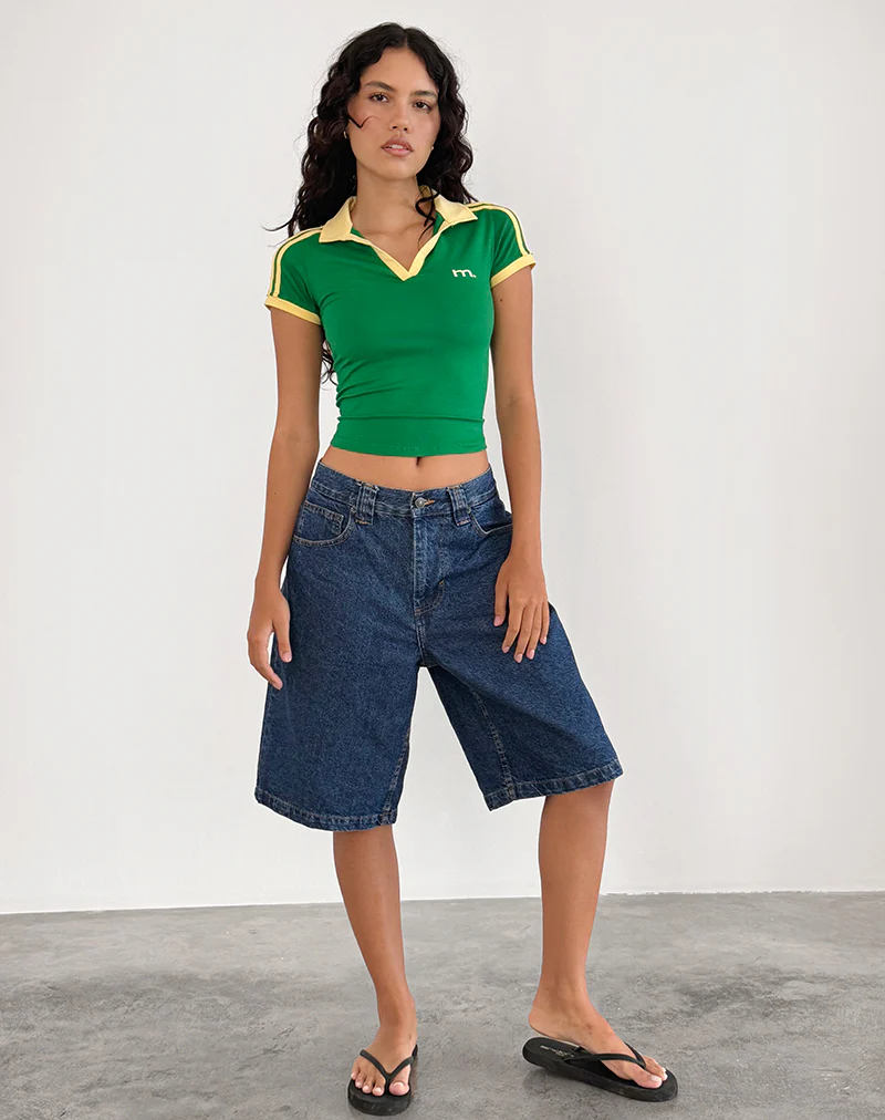 Isda Top in Bush Green with Lemonade Binding - Image 4
