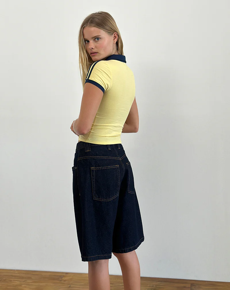 Isda Top in Lemonade with Navy Binding and M Emb - Image 2