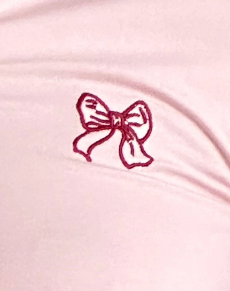Isda Top in Girlie Pink with Red Bow Emb - Image 5