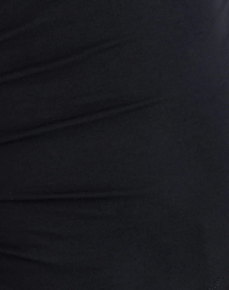 Ishika Asymmetric Neck Top with Eyelets in Black - Image 6
