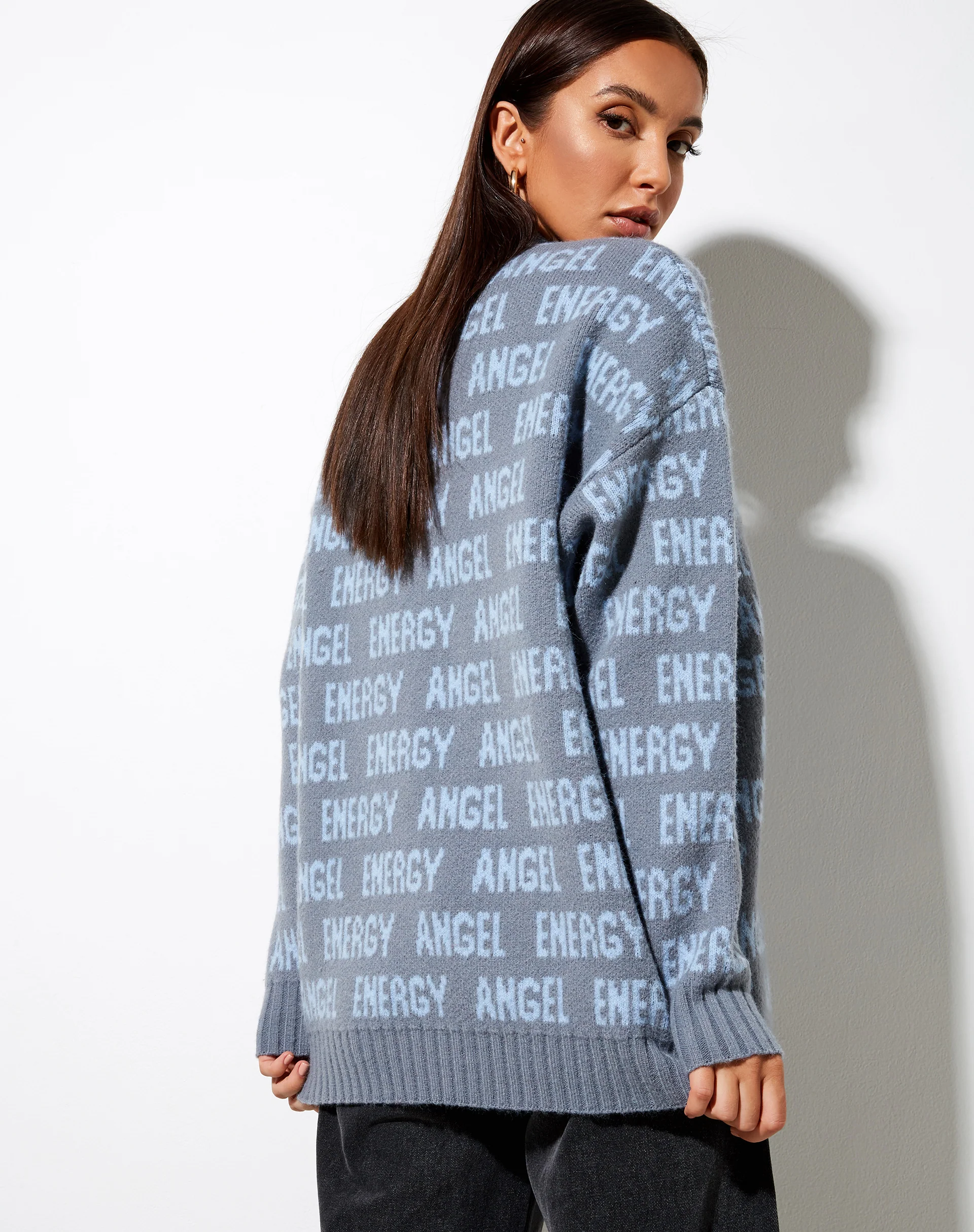 Iskov Jumper in Soft Grey and Powder Blue Angel Energy - Image 3