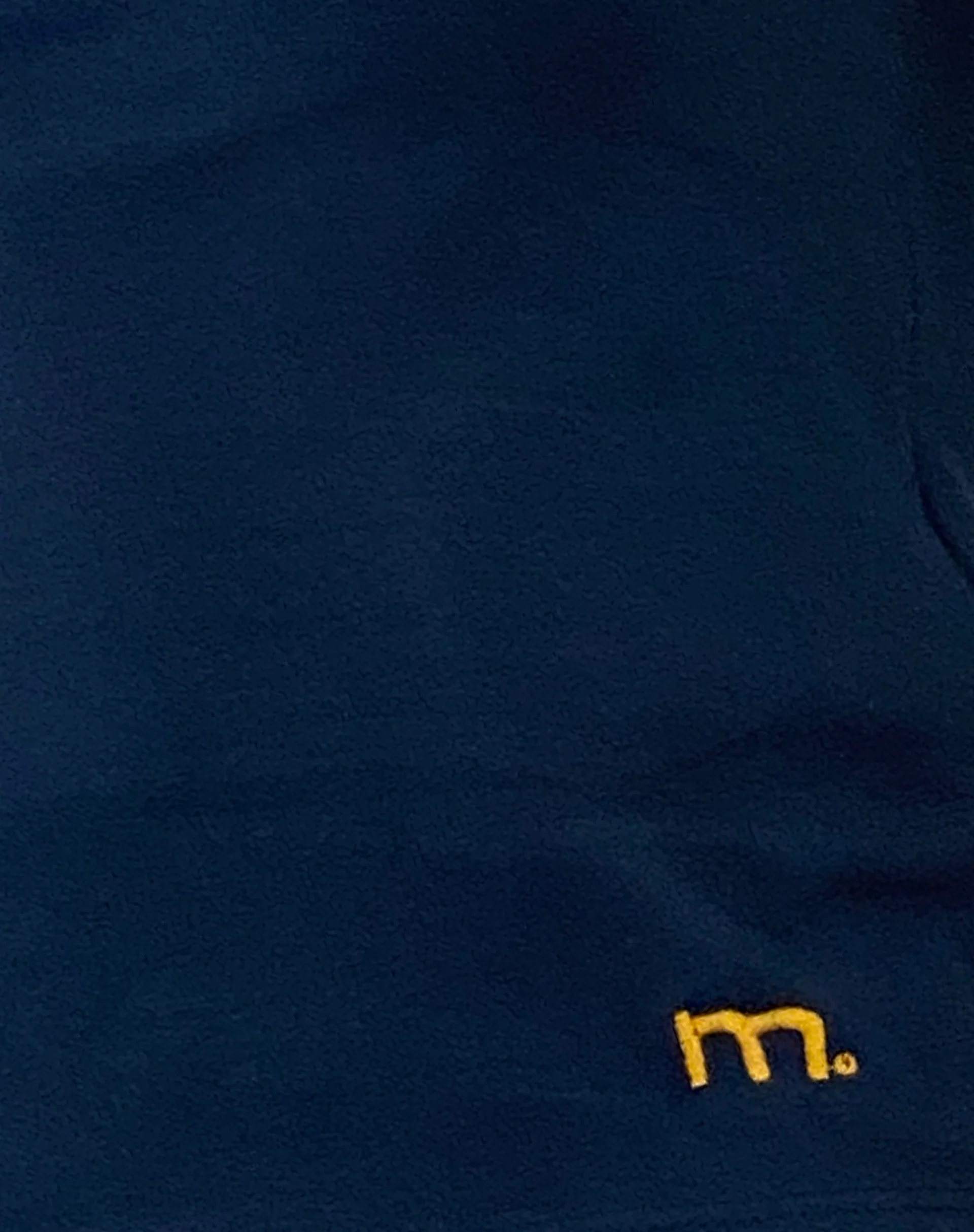 Izolde Baby Tee in Navy with Mustard Binding and M Embroidery - Image 6