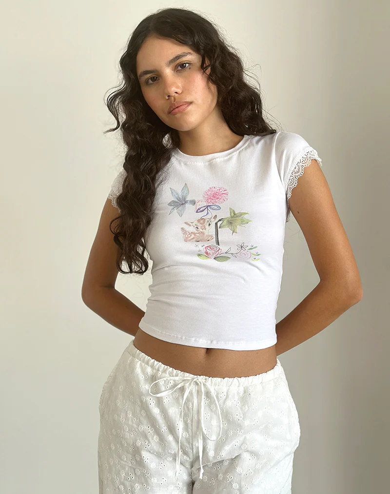 Izzy Top in White Floral Bunch - Image 2