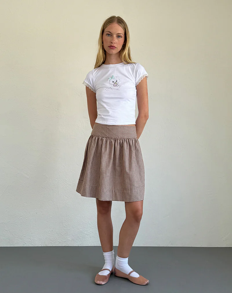 Izzy Tee in White with Strawberry Cat Print - Image 5