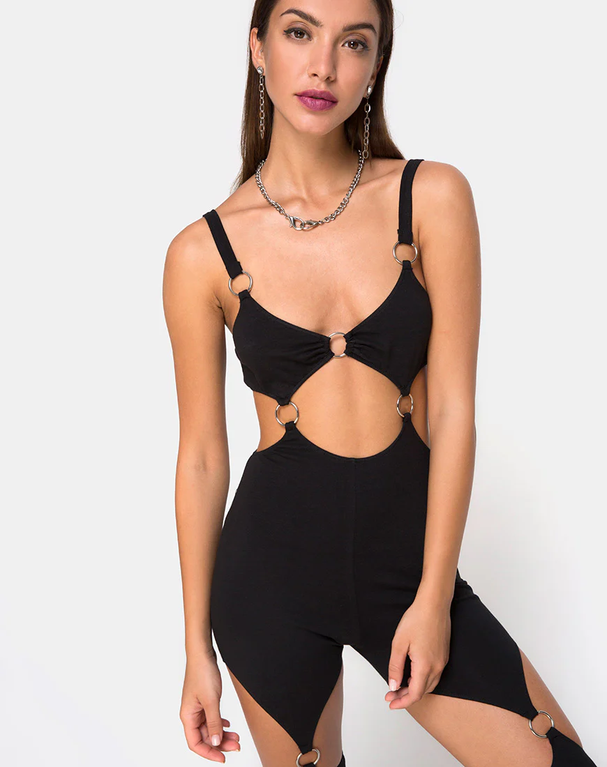 Jaca Cutout Unitard in Black - Image 3