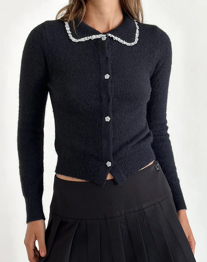 Jaiko Cardigan in Knit Black - Image 2