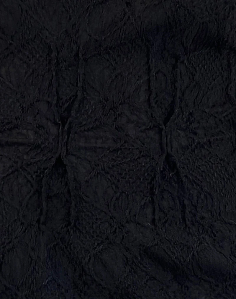 Jaina Puff Sleeve Top in Textured Black - Image 5