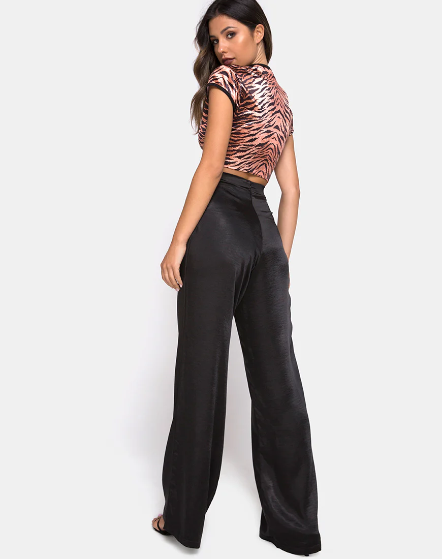 Jakina Crop Top in Tiger Satin - Image 4