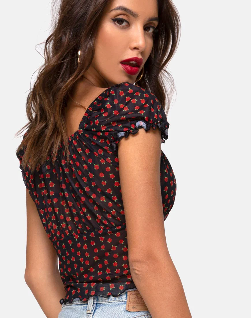 Jalina Top in Dotty Rose Net - Image 3