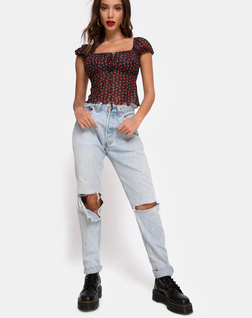 Jalina Top in Dotty Rose Net - Image 4