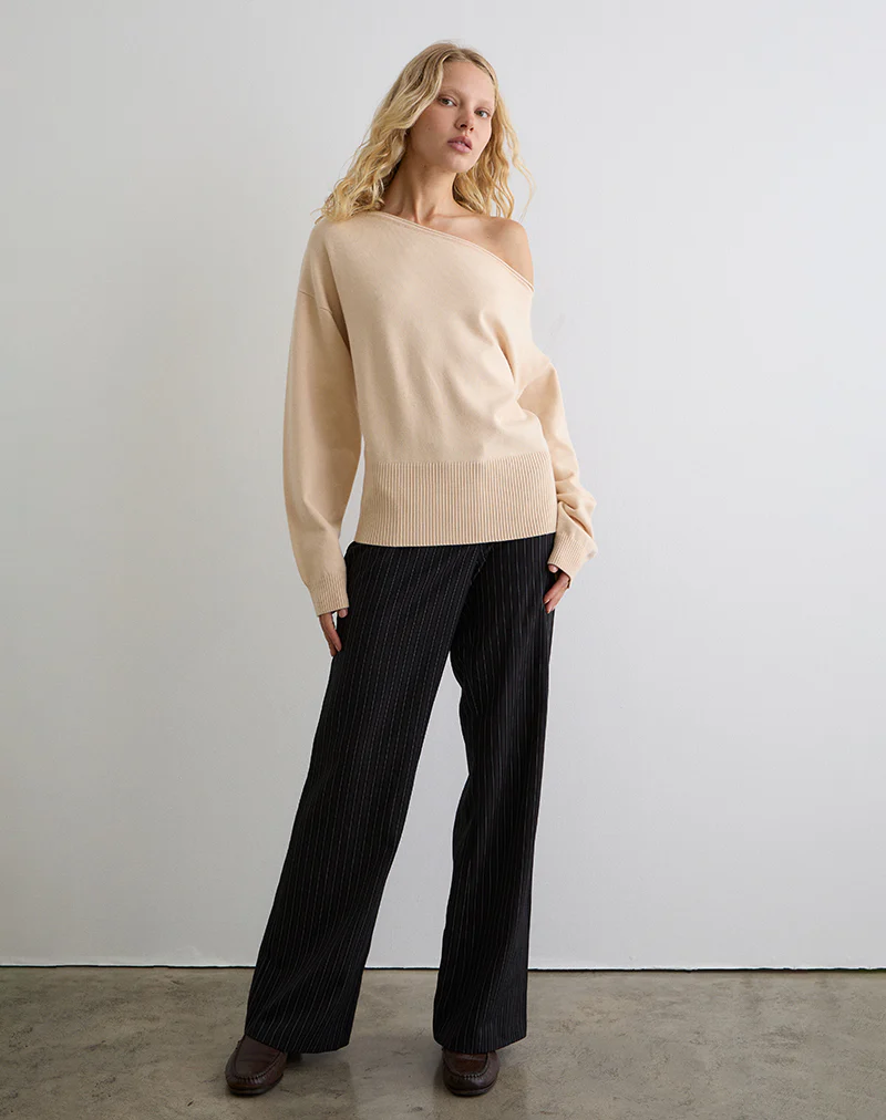 Jalira Asymmetric Jumper in Cream - Image 4