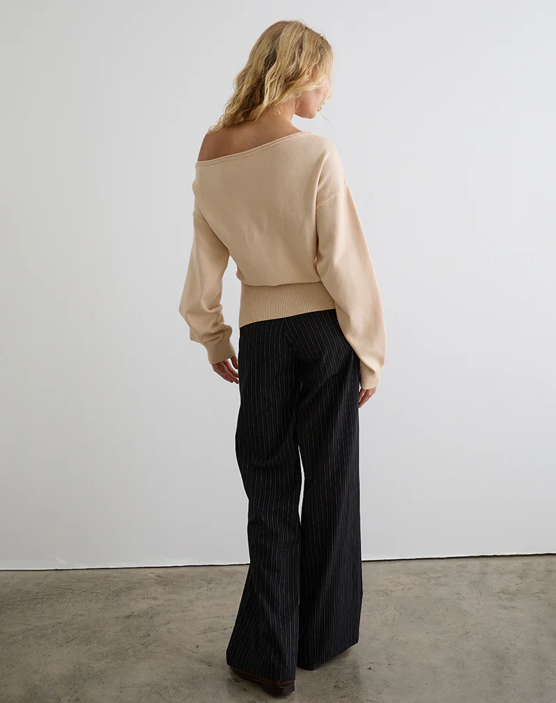 Jalira Asymmetric Jumper in Cream - Image 5