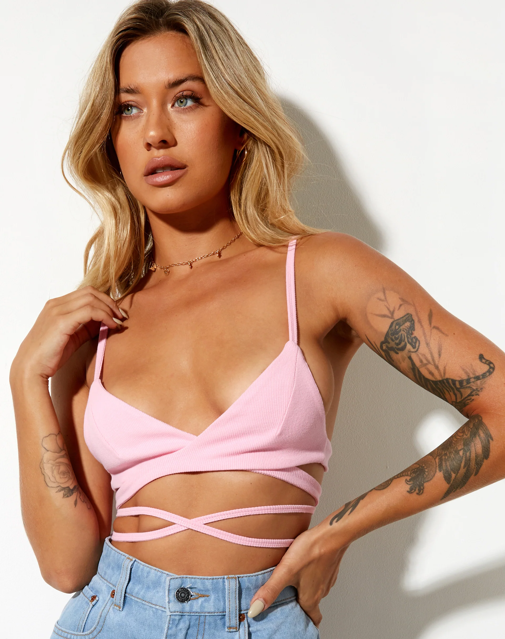 Jamaria Bralette Top in Baby Pink - Image 4
