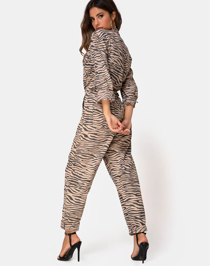 Jampa Jumpsuit in Zip's Zebra Taupe - Image 2