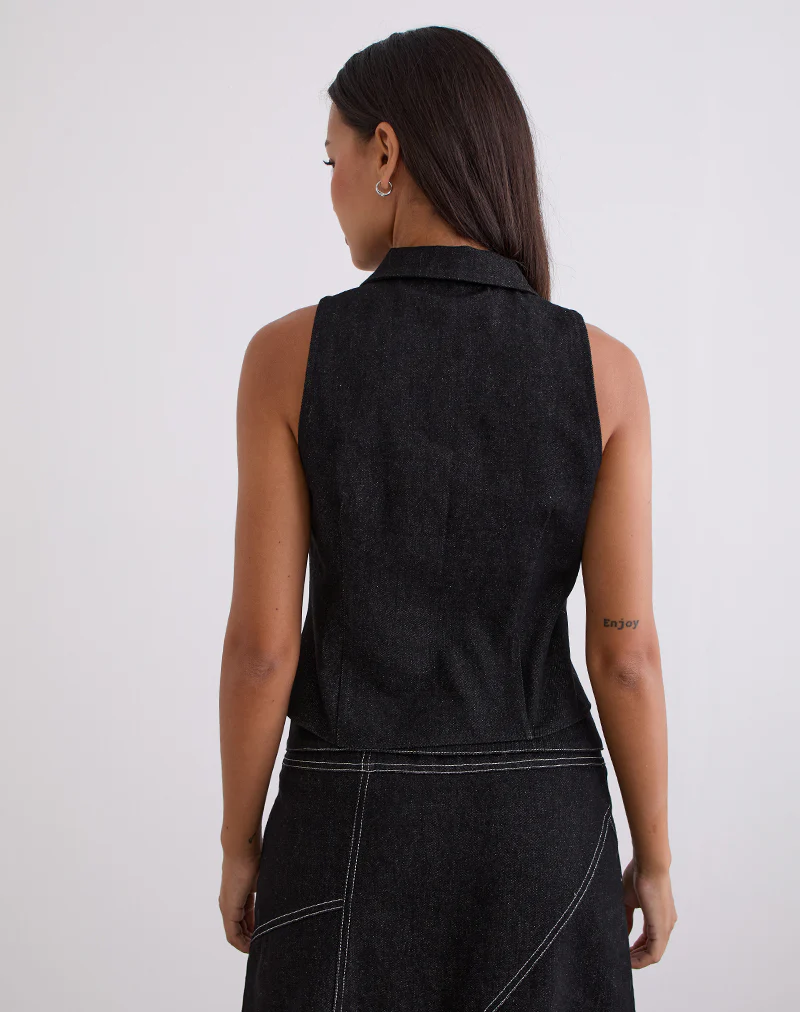 Janae Vest in Denim Black Wash - Image 4