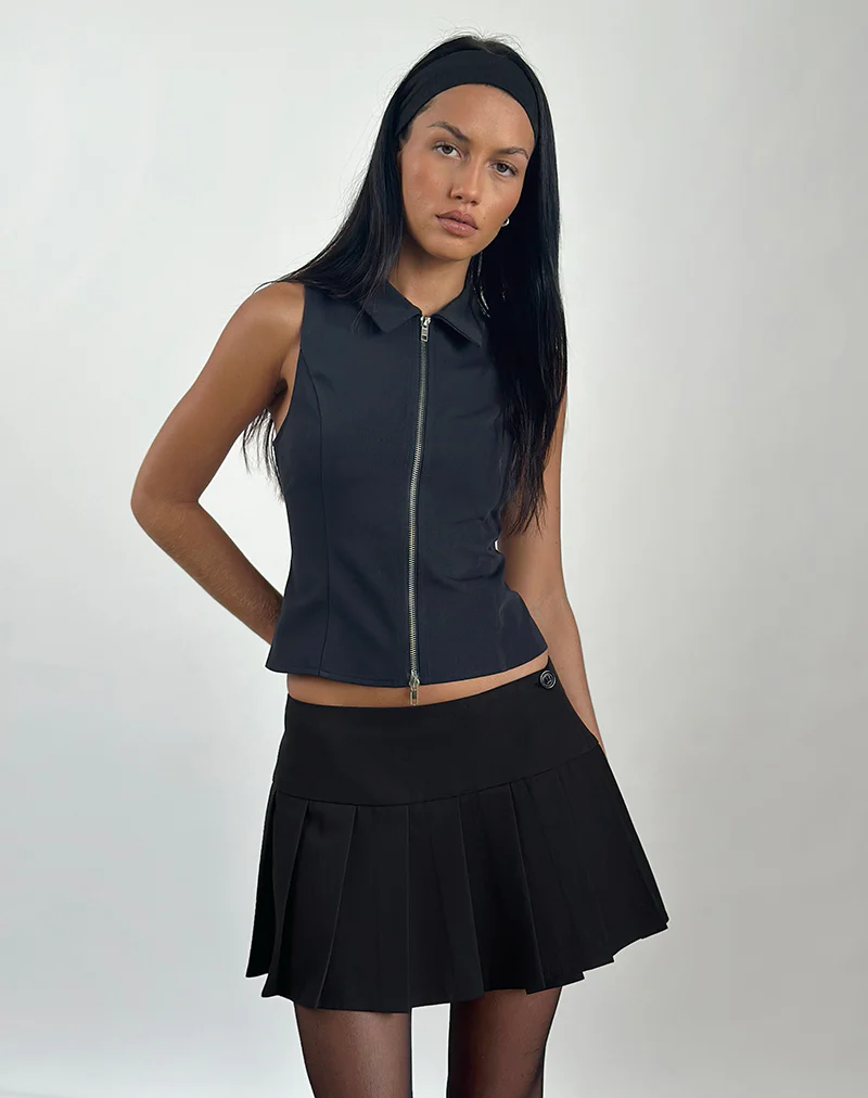 Janae Vest Top in Tailoring Navy - Image 6