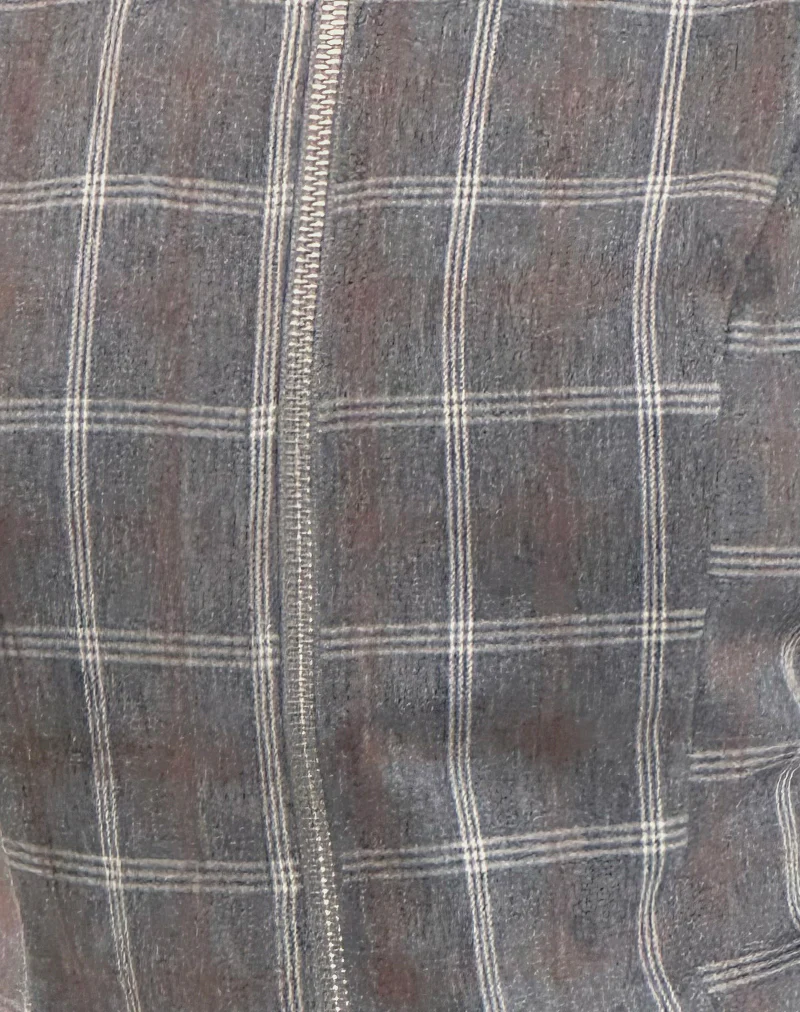 Janae Zip Vest Top in Grey Check - Image 6