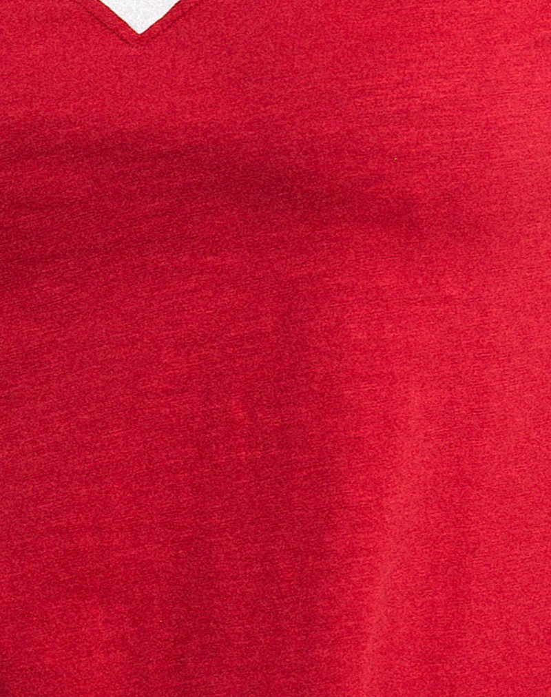 Janan Top in Adrenaline Red with White Binding - Image 7