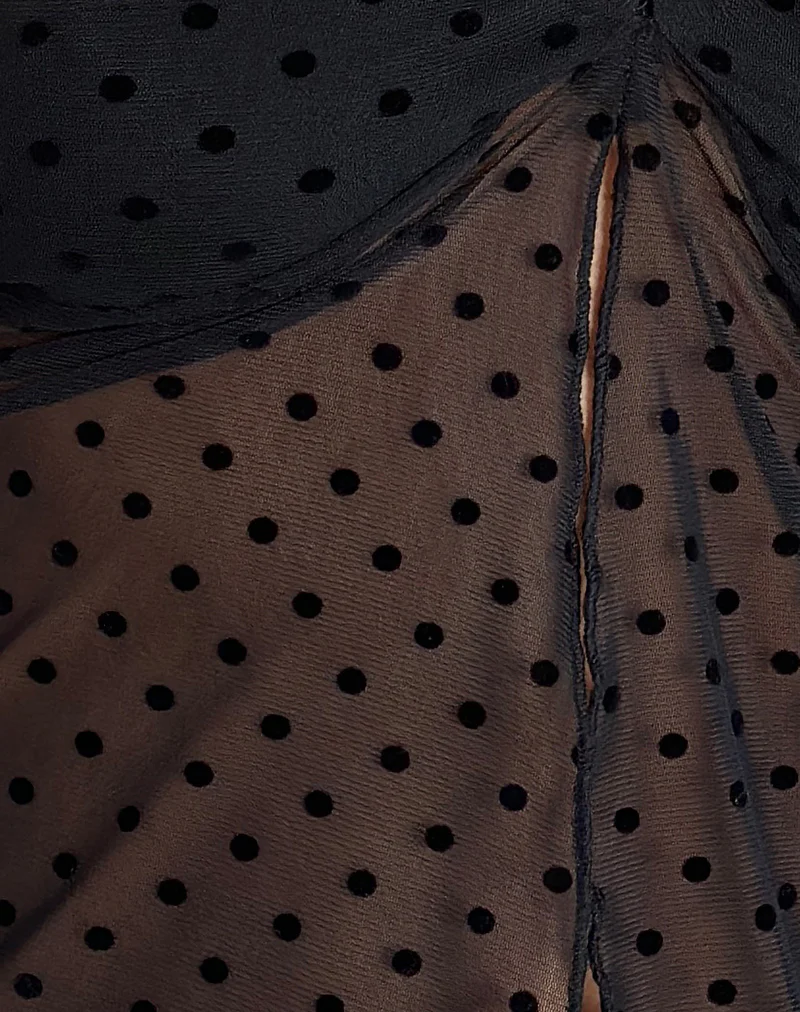Janar Halterneck Top in Basic Polka Flock Black - Image 6
