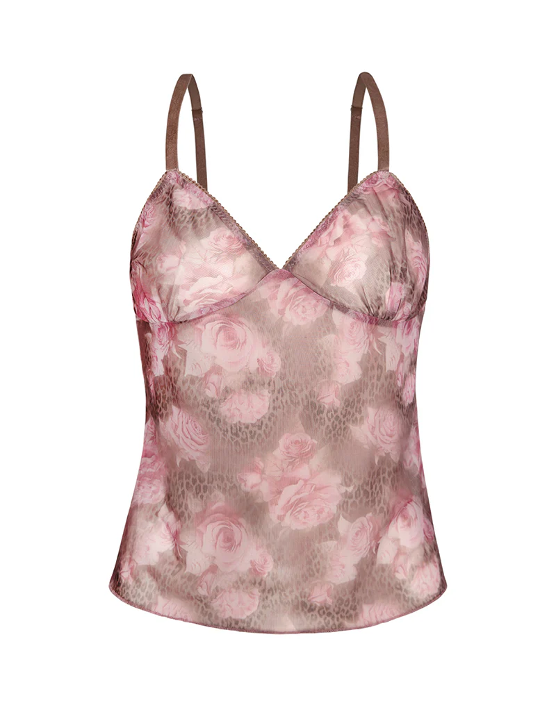 Janari Cami Top in Mesh Rose Leopard - Image 5