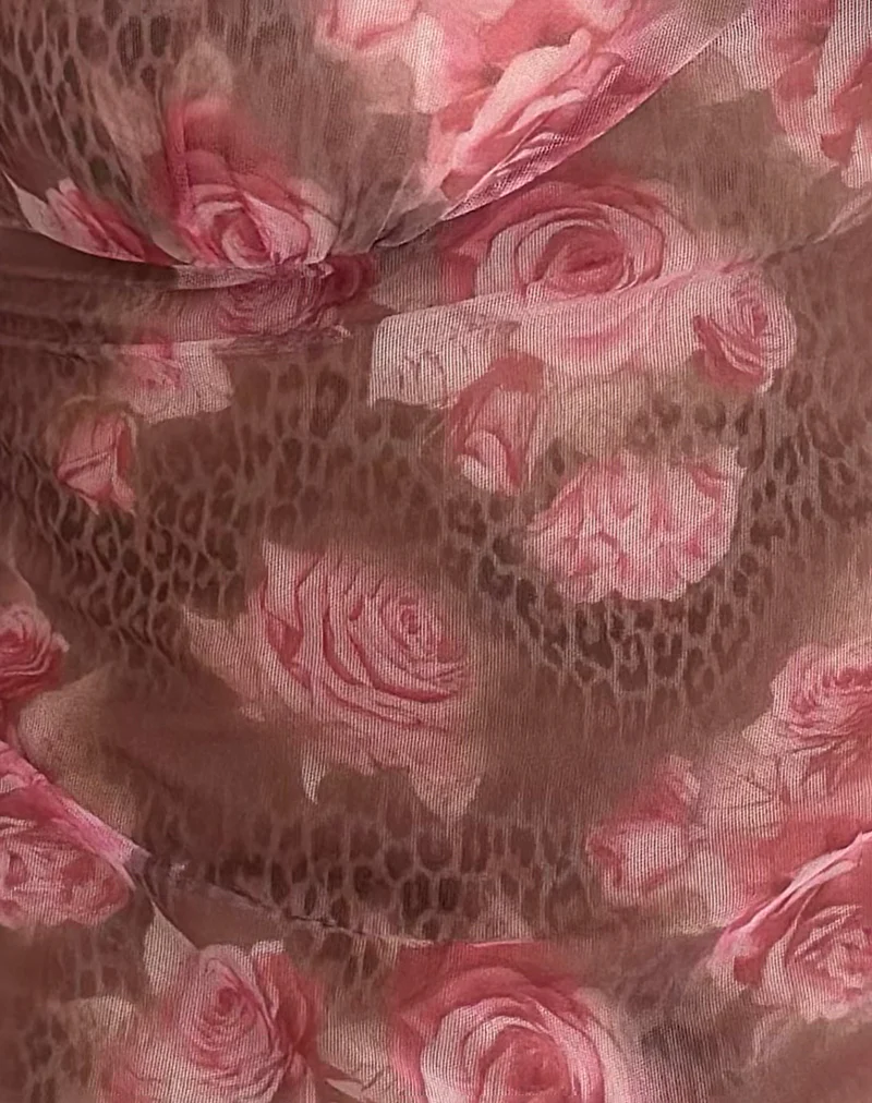 Janari Cami Top in Mesh Rose Leopard - Image 6