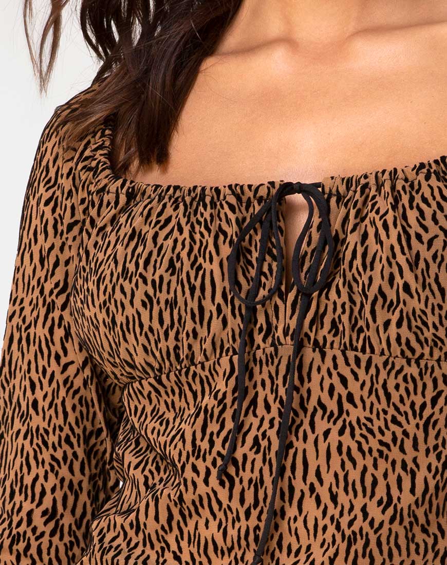 Janina Top in Animal Flock Tan Net - Image 5