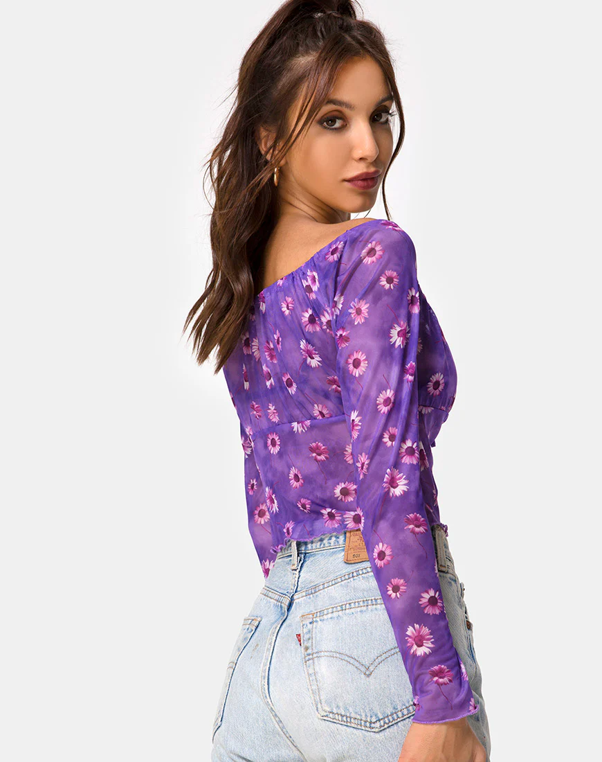 Janina Top in Daisy Daze Purple - Image 2