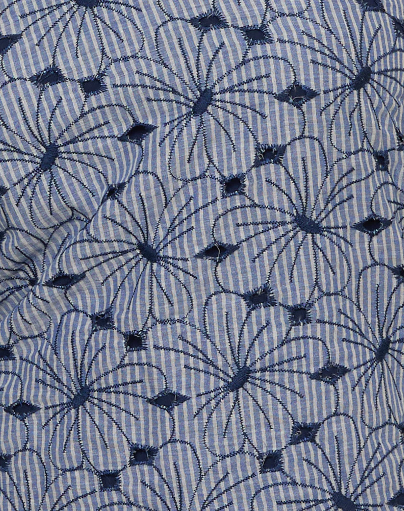 Janisa Halterneck Top in Blue Striped Flowers - Image 6
