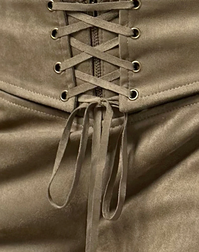 Janna Hotpants in Faux Suede Walnut - Image 5
