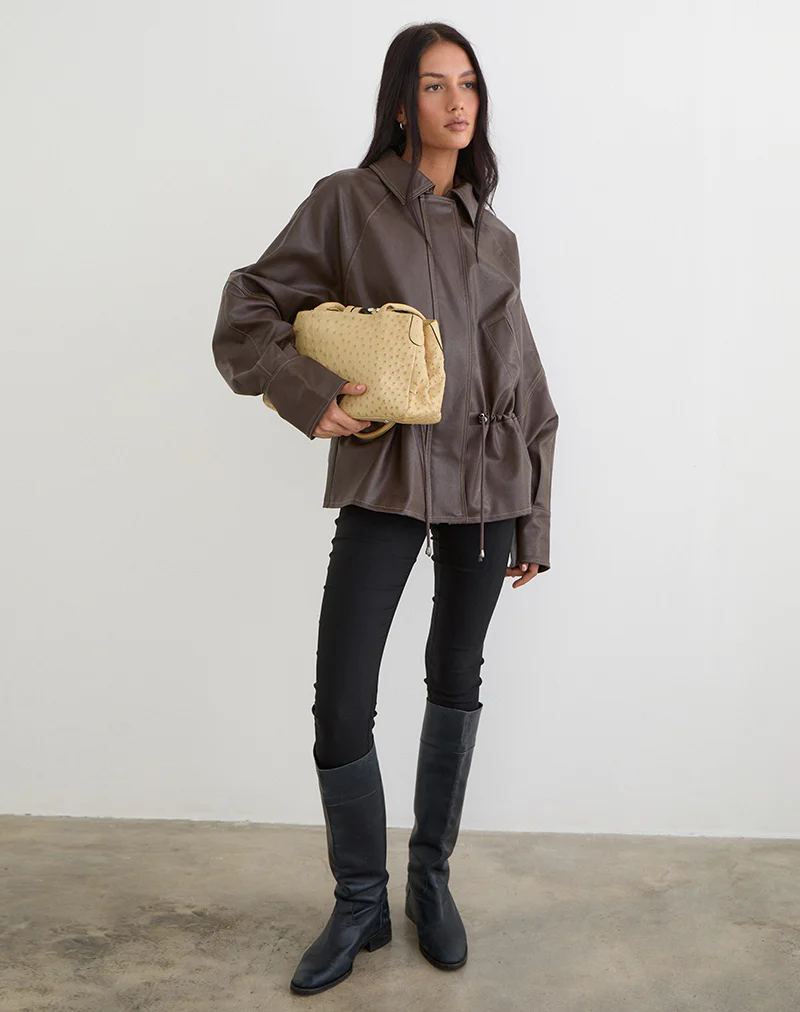 Jannik Jacket in PU Dark Brown - Image 3