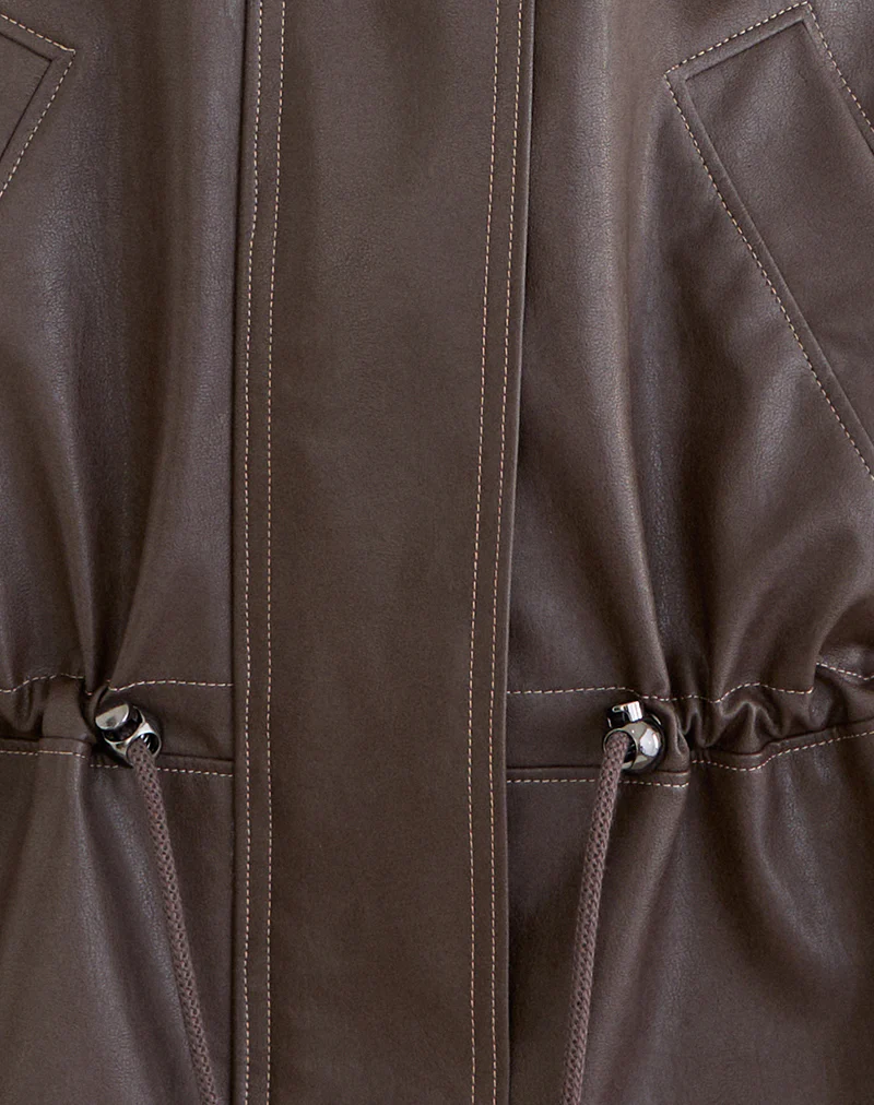 Jannik Jacket in PU Dark Brown - Image 7