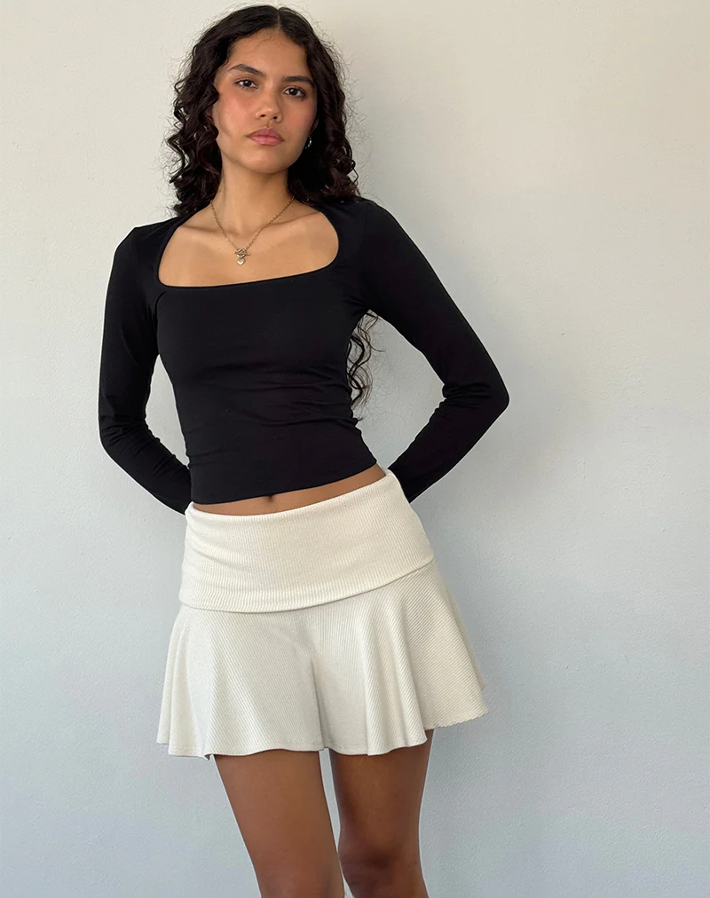 Jansu Lycra Long Sleeve Top in Black - Image 3