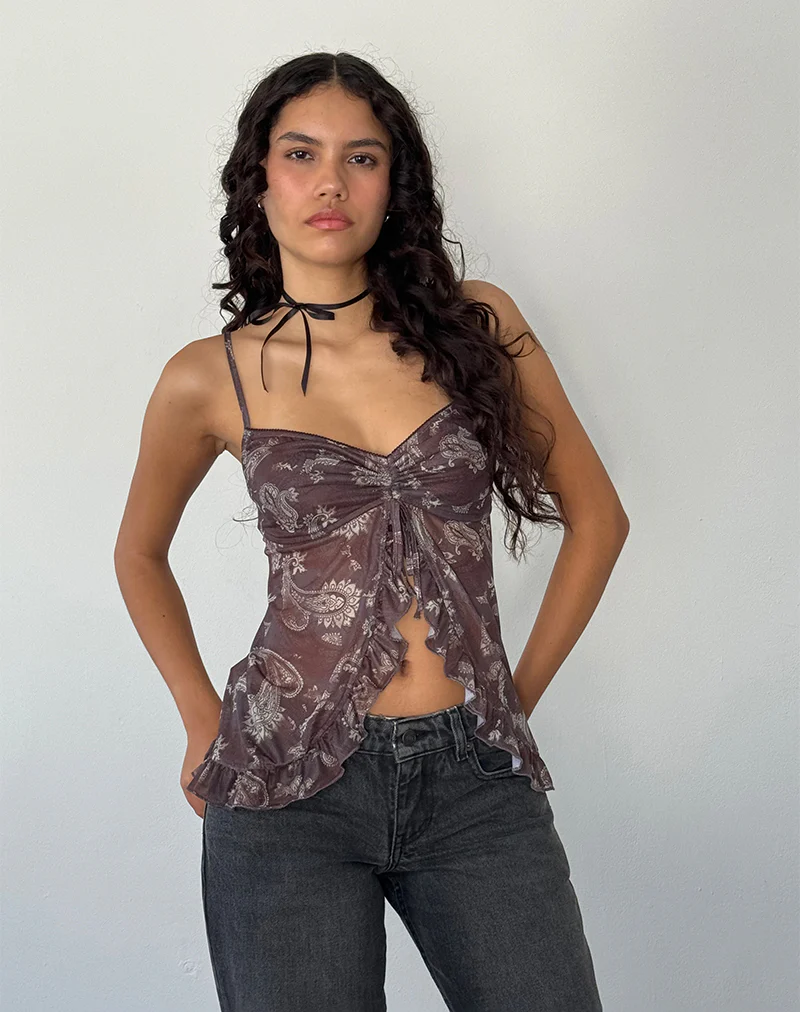 Jaraga Butterfly Top in Tonal Black Paisley - Image 2