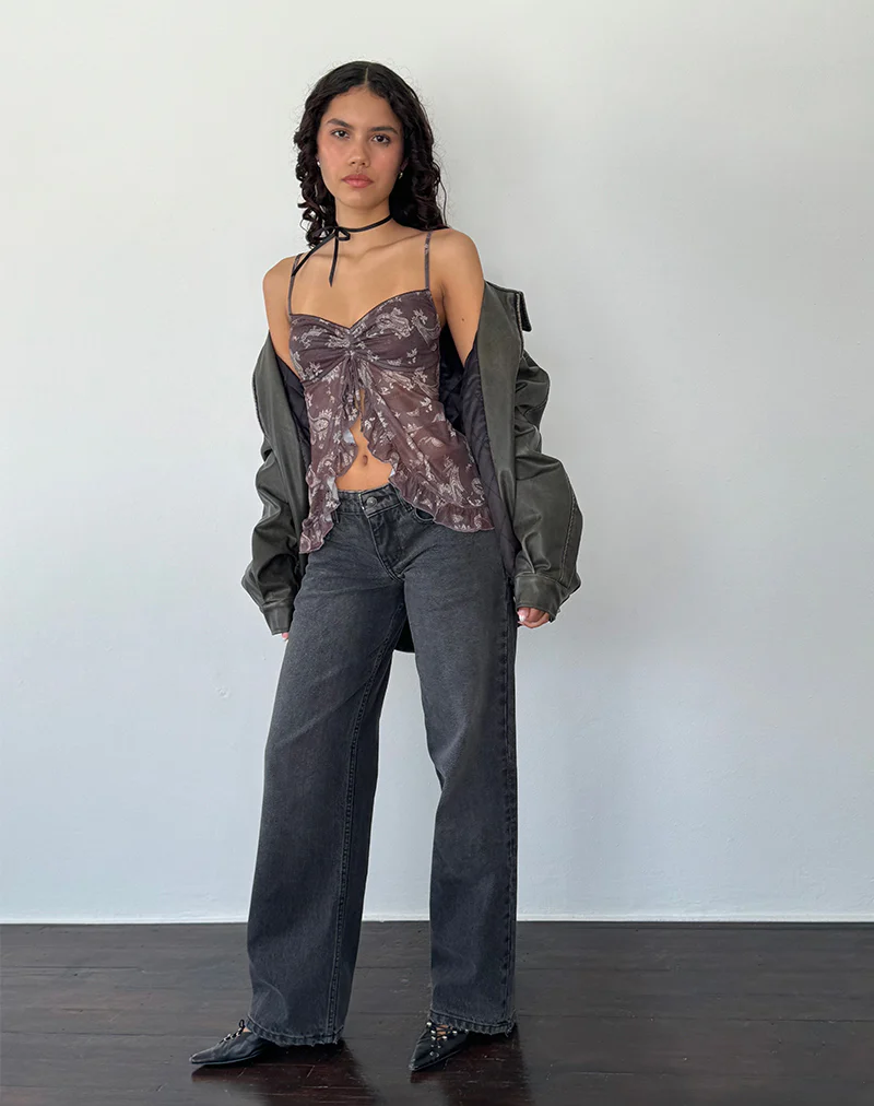 Jaraga Butterfly Top in Tonal Black Paisley - Image 3