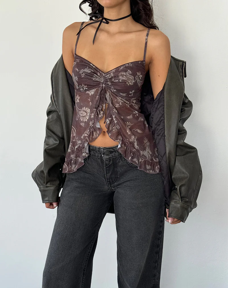Jaraga Butterfly Top in Tonal Black Paisley - Image 5