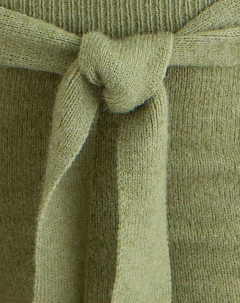 Jarona Hot Pant with Tie Belt in Knit Olive - Image 7
