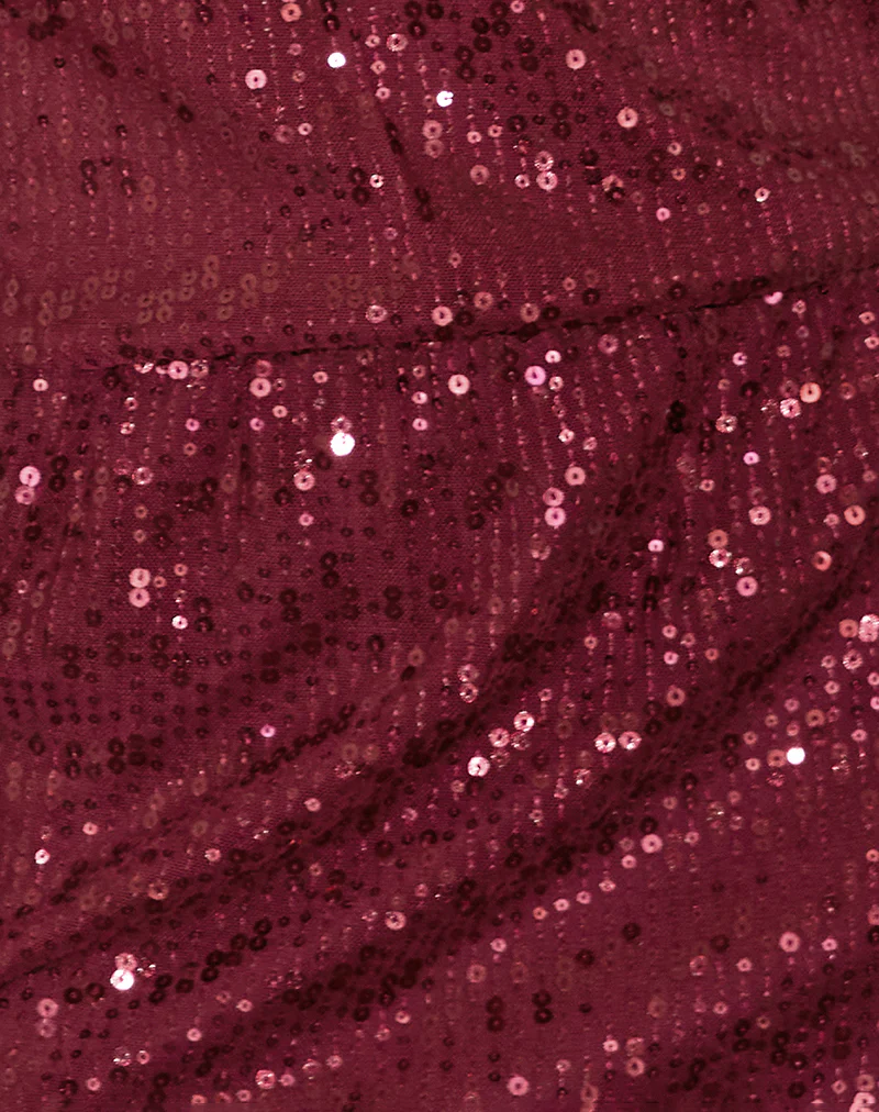 Jasilia Long Sleeve Mini Dress in Gauzy Sequin Red - Image 6